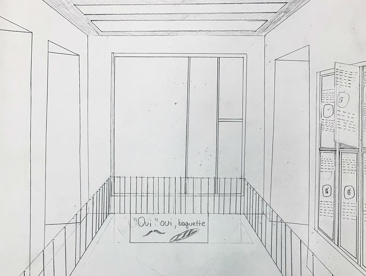 De belles perspectives pour nos élèves de 2de IB ! Représentation de l'atrium du LFC en cours d’art. #IMadeThis #Excellence #HighSchoolHighlight #LycéeJourney