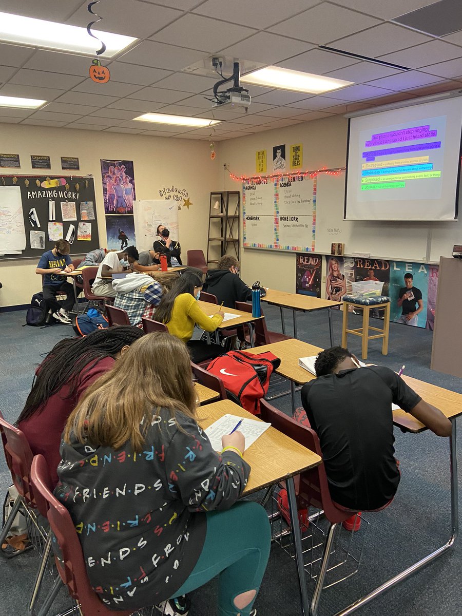 Miss_Sangi's tweet photo. Flexing our creative writing muscles! Students passed their stories around and were given different moods to create in their writing. #showdonttell https://t.co/Aw3dO7aNXC