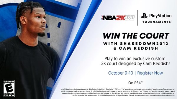 Cam Reddish (@camreddish) on Twitter photo The NBA 2K22 <a href="/PlayStation/">PlayStation</a> Tournaments: Win the Court hosted by me and <a href="/ShakeDown2012/">ShakeDown🎮</a> is here! Winner gets a custom court designed by me and everyone who signs up gets a PlayStation Court, so click the link below to sign up! Qualifiers are Oct 9 and 10 #ad bit.ly/3Fm8vhN The NBA 2K22 <a href="/PlayStation/">PlayStation</a> Tournaments: Win the Court hosted by me and <a href="/ShakeDown2012/">ShakeDown🎮</a> is here! Winner gets a custom court designed by me and everyone who signs up gets a PlayStation Court, so click the link below to sign up! Qualifiers are Oct 9 and 10 #ad bit.ly/3Fm8vhN