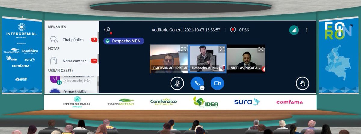 AuguraColombia's tweet image. #AEstaHora| Se desarrolla el #ForoIn @INTERGREMIALant con la participación del Ministro de Defensa el Dr @Diego_Molano donde abordan temas de seguridad en pro de la recuperación económica de Colombia