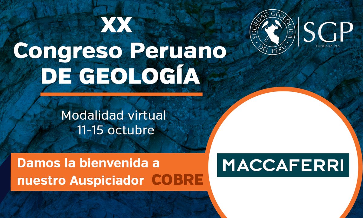 SocGeoPeru's tweet photo. @Maccaferri  es Auspiciador #COBRE del XX Congreso Peruano de Geología 2021.
Vea quién más patrocina y súmese: 
👉https://t.co/3KDCtVJp3i https://t.co/KPk9L5TsC0