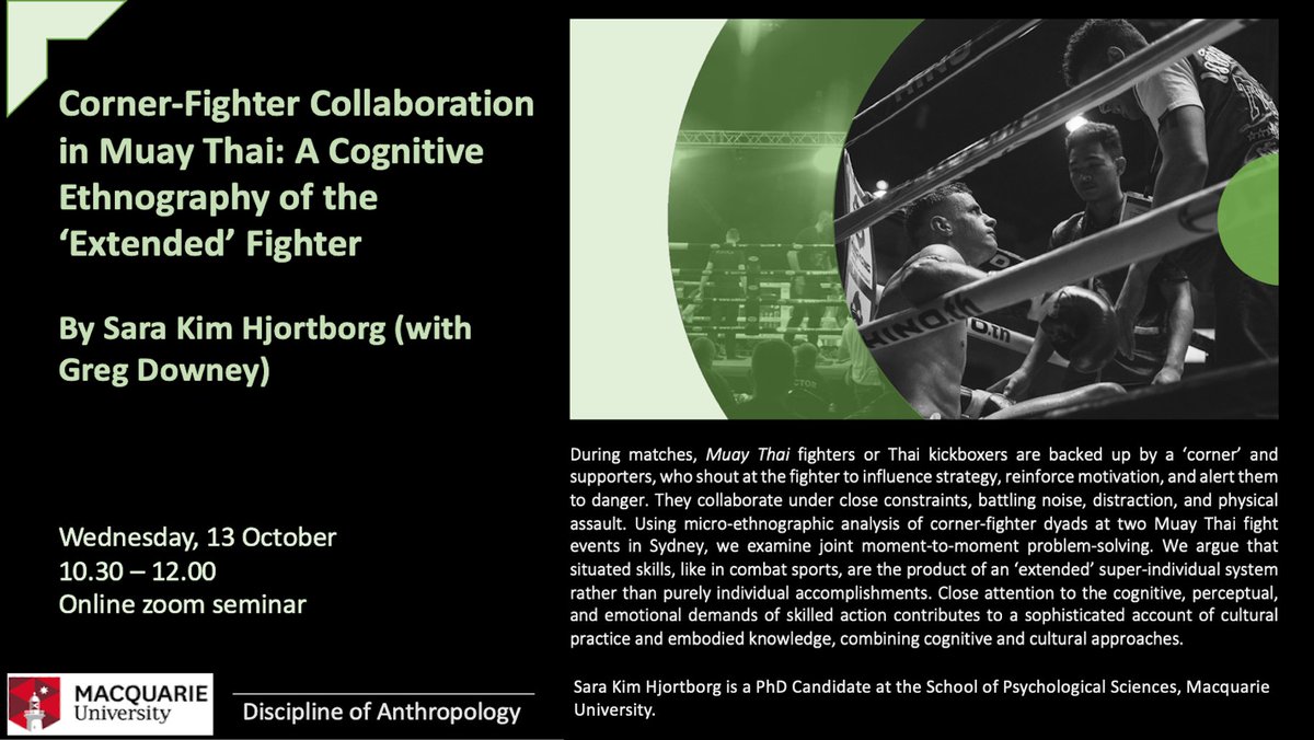 Sara Kim Hjortborg (@kimsorassi) on Twitter photo Next week I'll be presenting at the Macquarie Anthropology Colloquium. We are interested in developing an account of situated skills as 'extended' by drawing on 4E cognition. Let me know if you'd like to drop by! <a href="/GregDowney1/">Greg Downey</a> Next week I'll be presenting at the Macquarie Anthropology Colloquium. We are interested in developing an account of situated skills as 'extended' by drawing on 4E cognition. Let me know if you'd like to drop by! <a href="/GregDowney1/">Greg Downey</a>