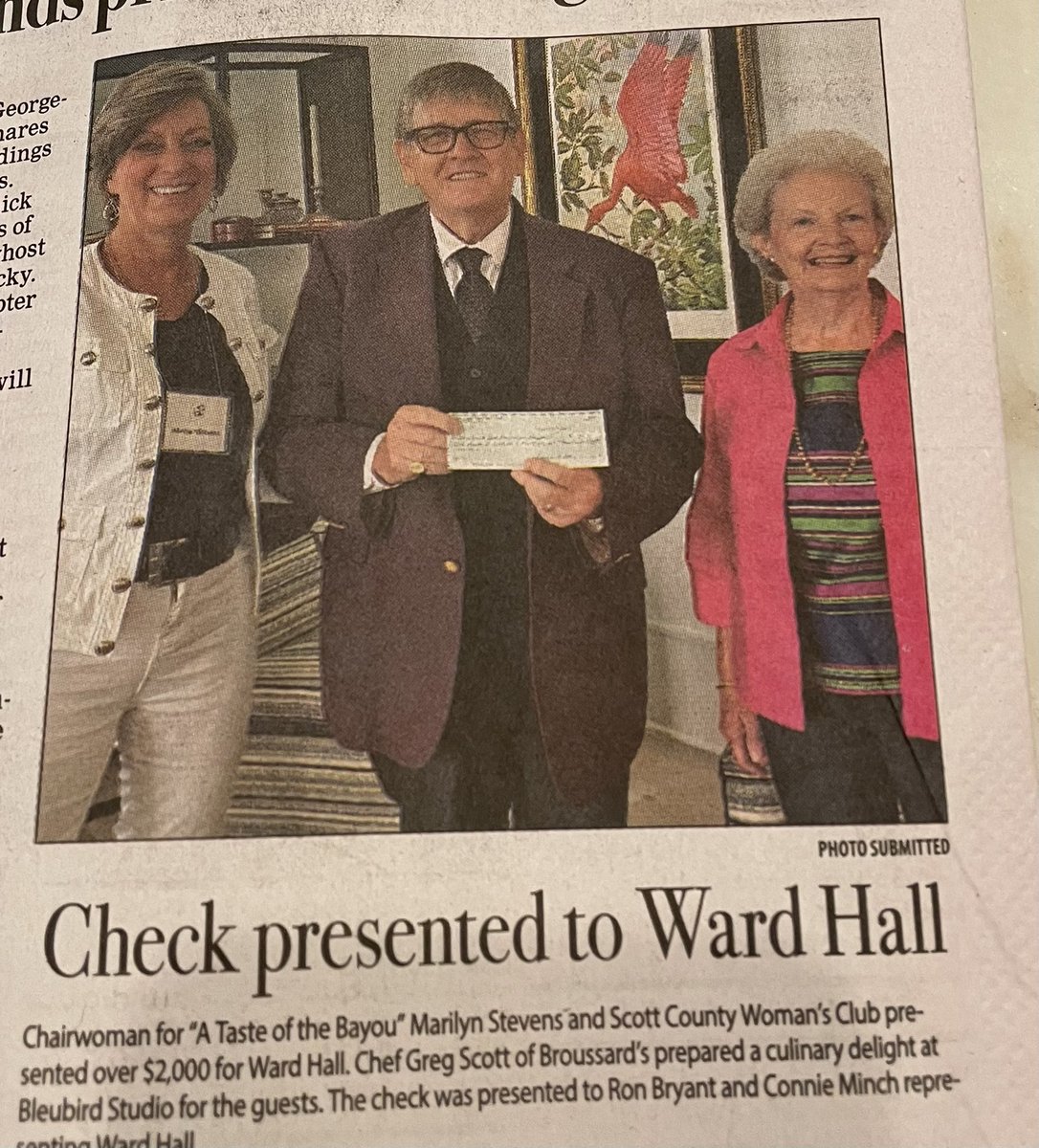 SCWomansClub's tweet image. SCWC donates over $2000 to @WardHallPF to Ron Bryant Connie Minch #georgetownky #cookingshow