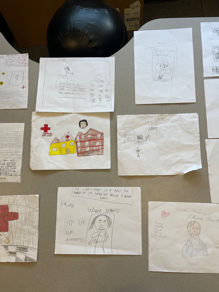 WES_Pride's tweet photo. Student study biographies and build knowledge about a great heart in Mrs. Kendrick’s 4th grade! #WESReads @WitWisdomELA https://t.co/Tc8rir580H