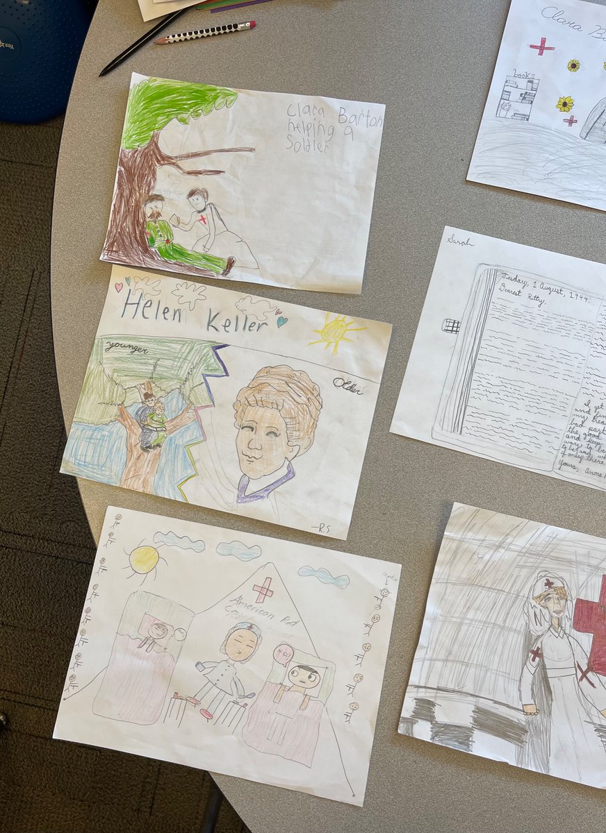 WES_Pride's tweet photo. Student study biographies and build knowledge about a great heart in Mrs. Kendrick’s 4th grade! #WESReads @WitWisdomELA https://t.co/Tc8rir580H