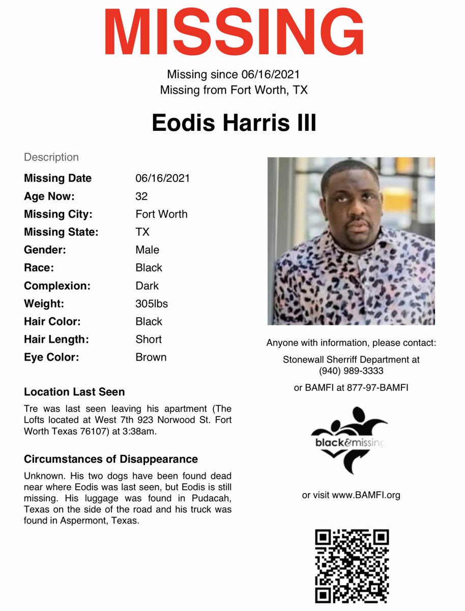 BAM_FI's tweet photo. #FortWorth, #Texas: 32y/o Eodis Harris III was last seen on June 16.
Have you seen him?
#HelpUsFindEodis #Aspermont #Texas https://t.co/vctuCwVaEz