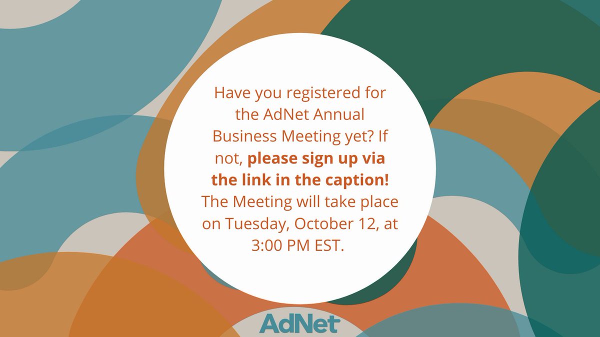 AdNetCF's tweet image. We are looking forward to the AdNet Annual Business Meeting taking place on Tuesday, October 12, at 3:00 PM EST! If you have not registered yet, please do so by clicking here: venuewest.eventsair.com/adnet-membersh…
#philanthropy #donorengagement