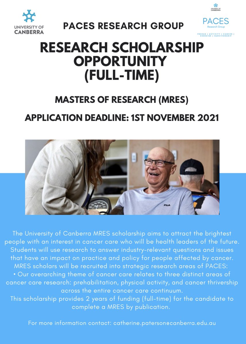 Kellietoohey's tweet photo. Come study with us! Paid MRES scholarship in cancer care open now 🙌🏻

@UCExerciseONC @UniCanberra @Dr_Phil_K Catherine Paterson &amp; Rachel Bacon https://t.co/0jfdJa5PqJ