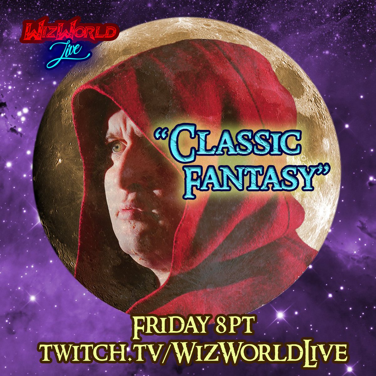 WizWorldLive's tweet photo. FRIDAY join us for some CLASSIC #FANTASY on #WizWorldLIVE! Returning guests Ricardo (of @powerselling101) &amp; Amanda (of #DeadWaves Radio) will bring ye fresh delights...despite the looming threat of a #Halloween villain??? SEE THEE THERE 🧙‍♂️🤟👻 https://t.co/rq4uWr4POJ