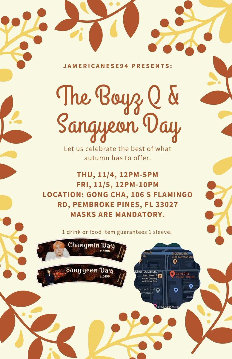 Jamericanese94's tweet photo. There's a flyer now~
Fall into The Boyz 🍂
We invite you to celebrate The Boyz Q &amp; Sangyeon's birthdays with us

#kpop #theboyz #happyqday #happysangyeonday https://t.co/nKX4Tz0Ysf