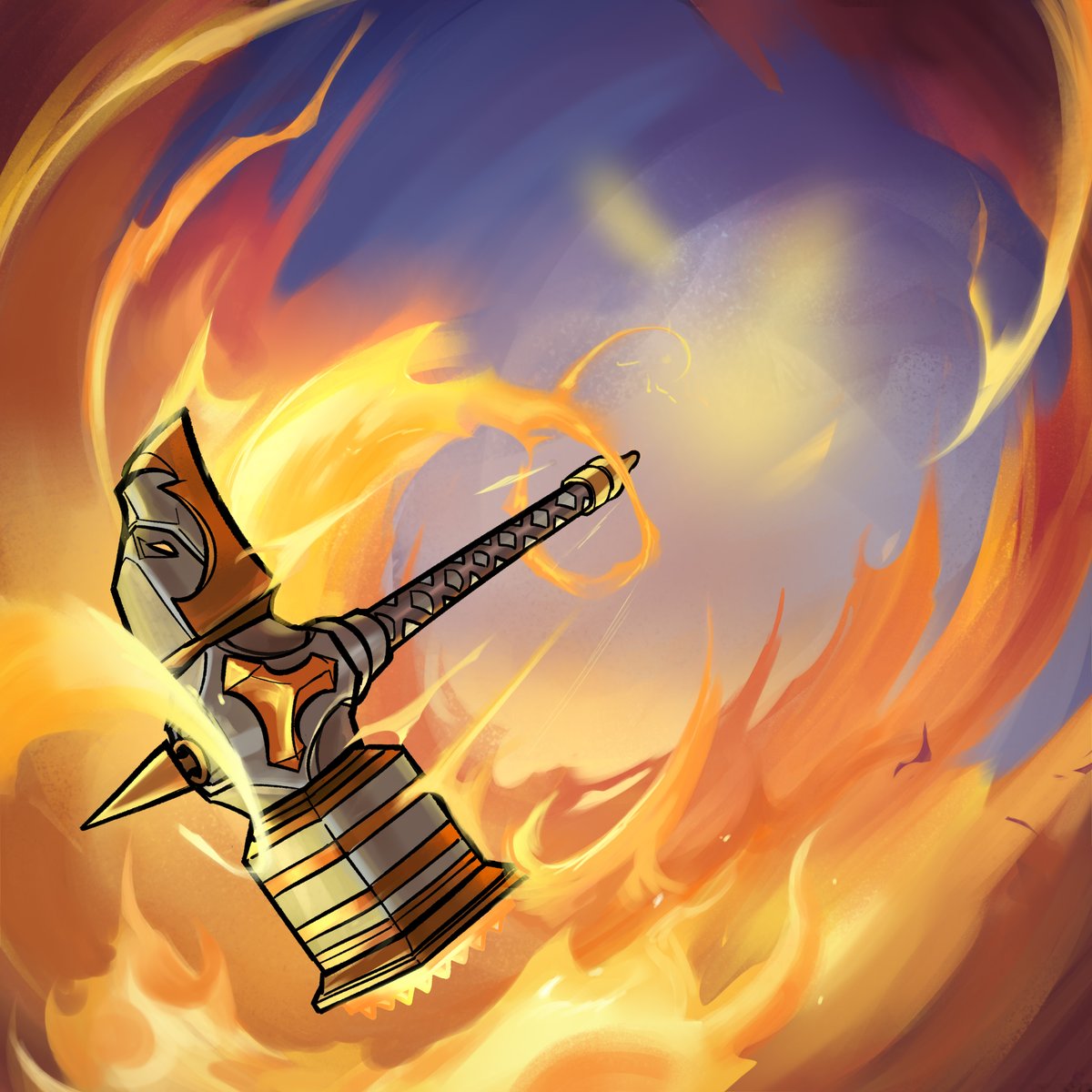 PaladinsGameLA's tweet photo. "Él reclamará aquello que acoja el Mal, con llamas de la Pira y sagrado metal.

Como una estrella fugaz él descenderá, y tras su llegada, con la oscuridad acabará". https://t.co/o4OziXx8sj