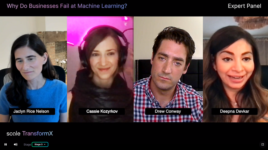 thecodemancer_'s tweet photo. An insightful panel discussion on "Why Do Businesses Fail at Machine Learning?" happened today at the Scale AI TransformX Conference.
@quaesita @scale_AI
You were there? What was your favorite talk?
#ML #AI #decisionintelligence #transformX #transformx21 https://t.co/04LYtlCJfa