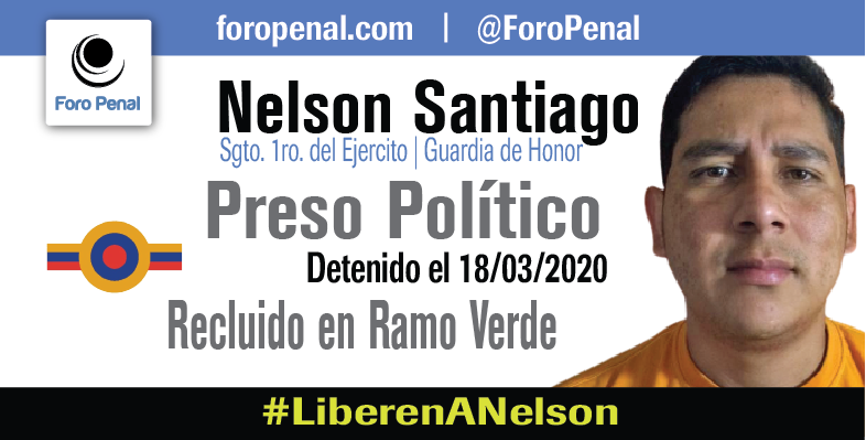 ForoPenal's tweet photo. Nelson Santiago fue entrevistado por agentes de la DGCIM, que le preguntaron si él estaba vendiendo información a un compañero, respondió que no, que la información era a solicitud del comandante del Batallón. 
#LiberenANelson https://t.co/IqXbIBTZHX