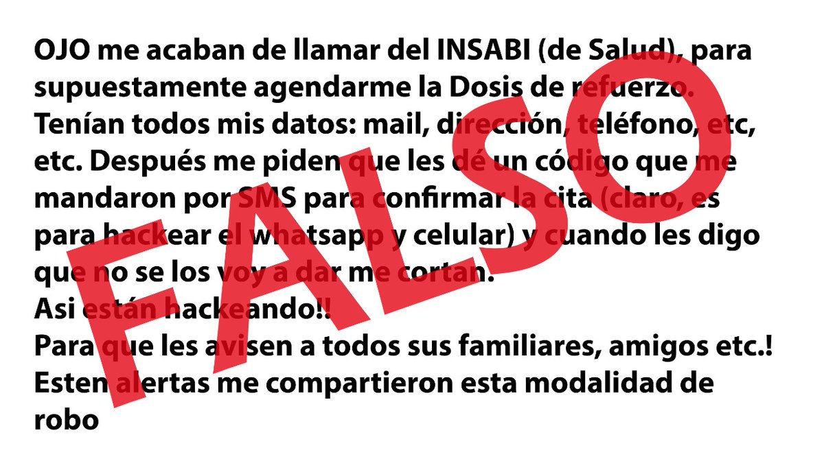 IMSS_Bienestar's tweet photo. ❌ #Falso el #INSABI no está llamando para agendar citas de dosis de refuerzo para vacuna #COVID19 

✔️ Si te llaman puedes ser víctima de extorsión

✅ Conoce toda la información sobre la vacunación en fuentes oficiales.

🌐 Consulta: https://t.co/bAOyILoD1L https://t.co/bYuIpSAYvp