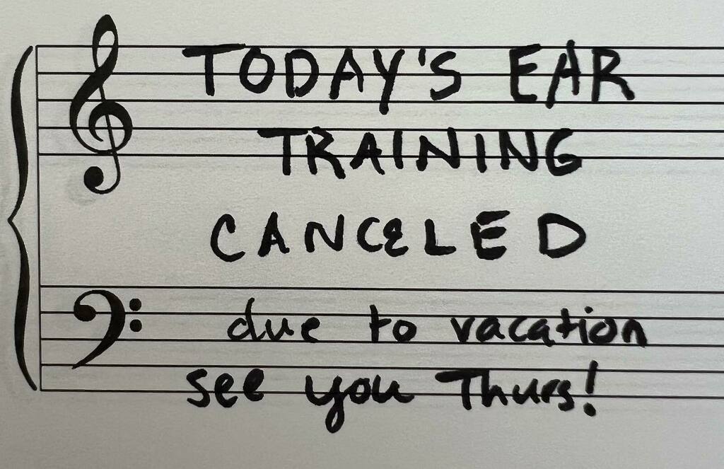metoonola's tweet photo. Sorry for the last minute notice but I’m out of town and sans instrument.  Tune in Thursday at 6pm for next class. https://t.co/qkDaXg7gov https://t.co/h4pn4vraPi