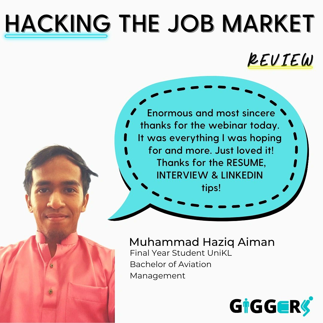 giggersmy's tweet photo. In THE AFTER GRAD HACK webinar, we will make sure you get the best TIPS on⁣
📌 RESUME⁣
📌 INTERVIEW⁣
📌 LINKEDIN⁣
⁣
#theaftergradhack #tagh #giggersmalaysia #freelancer #giggers #gig #job #freshgraduate #university #malaysia #upskill #resume #interview #linkedin https://t.co/B9wqwKdALB