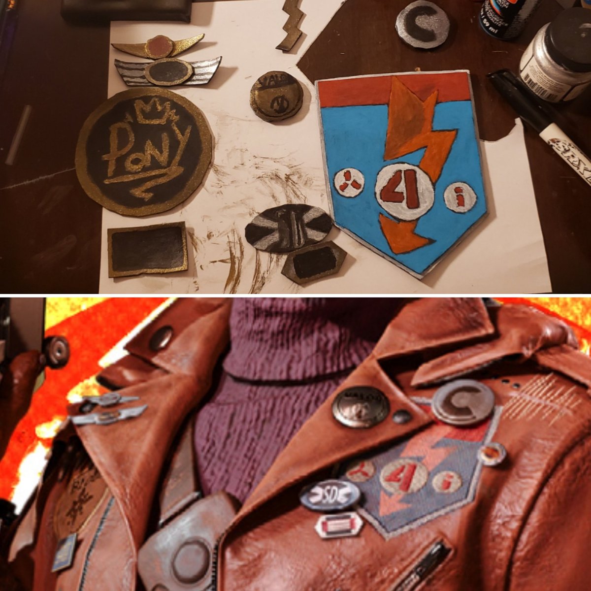 GreyWolf7880's tweet photo. Finishing up the details on Colt's jacket.
🔄🧔🏾💥🔫👩🏾🦱💥🔫🧔🏾💥🔫👩🏾🦱🔄
#Cosplay #CosplayWIP #WIP @bethesda @deathloop @BethesdaStudios #Deathloop #DeathloopCosplay #ColtVahn #ColtVahnCosplay #Bethesda https://t.co/j7d9oSZkut
