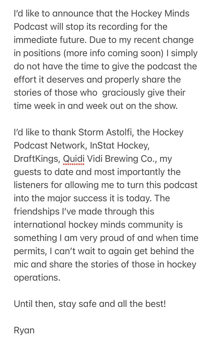 🚨Major Announcement🚨

Please read below! More info to follow in the near future!

#HockeyMinds #THPN