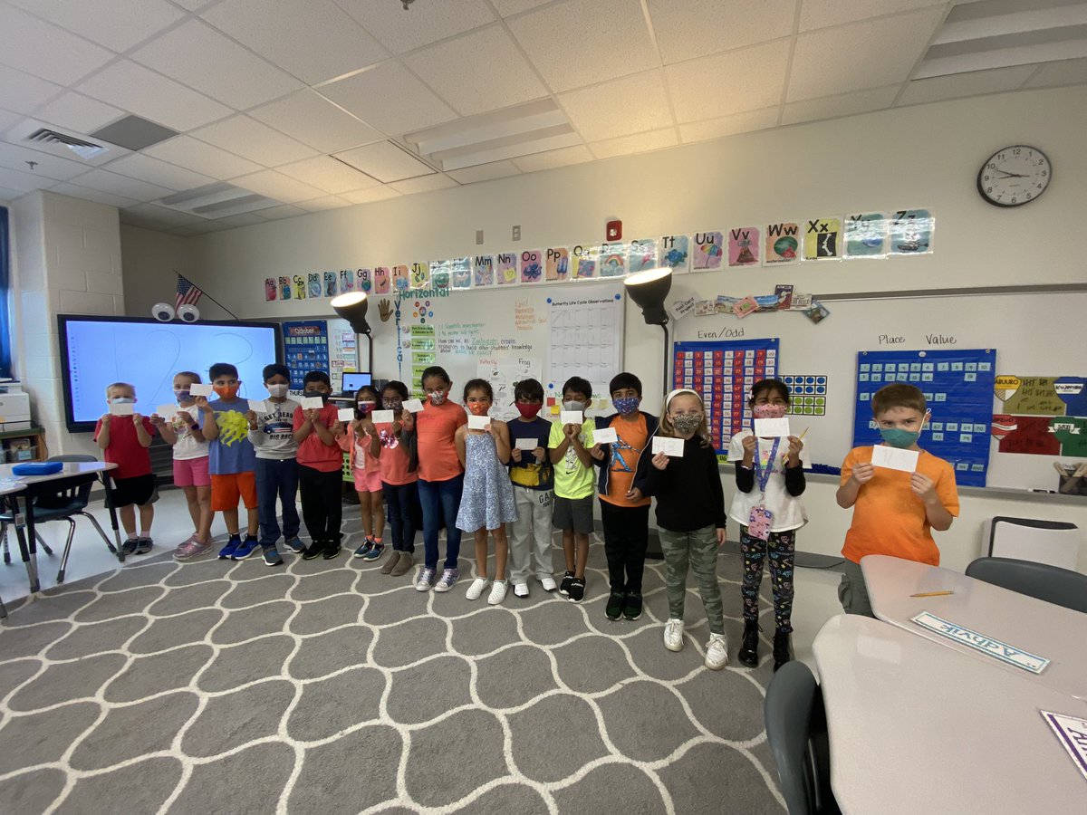 MrsLaHaitGPE's tweet photo. Today, @GoshenPostES second graders wrote 3-digit numbers and ordered themselves from least to greatest. Fun way to practice this week’s learning! @LCPS_Math #GoGPGators #LCPSMath https://t.co/gnplLg7tYa