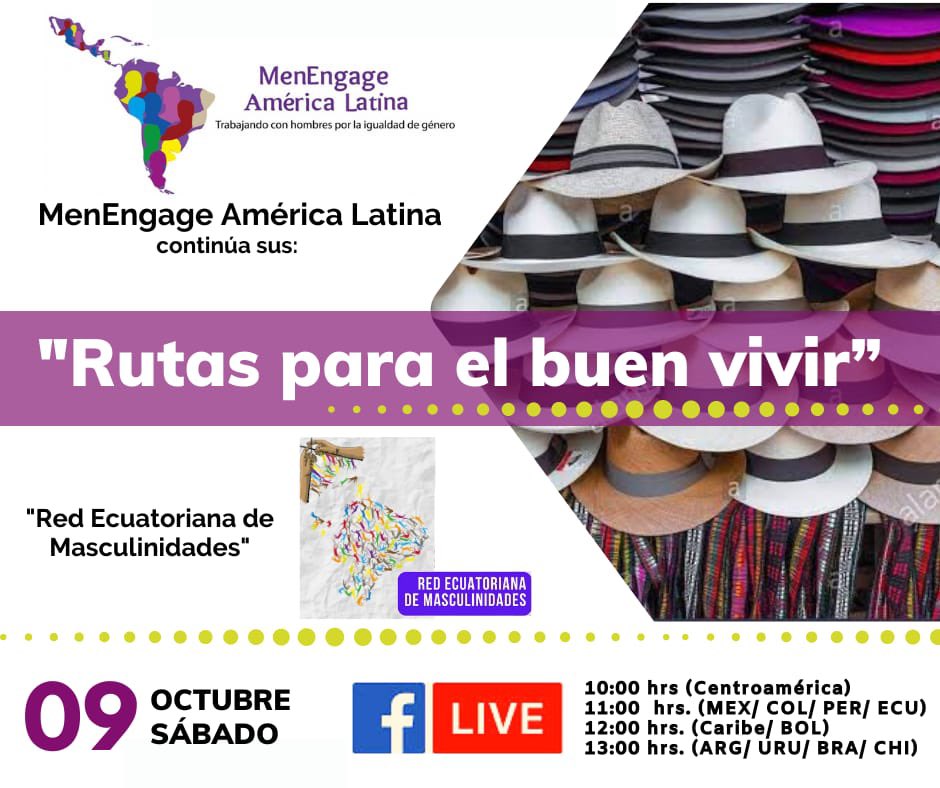 Conoce la historia, aporte y proyecciones de la Red Ecuatoriana de Masculinidades, a través de nuestras #RutasParaElBuenVivir   

Sábado 9 de Octubre, a través de Facebook Live.

A través de Facebook Live