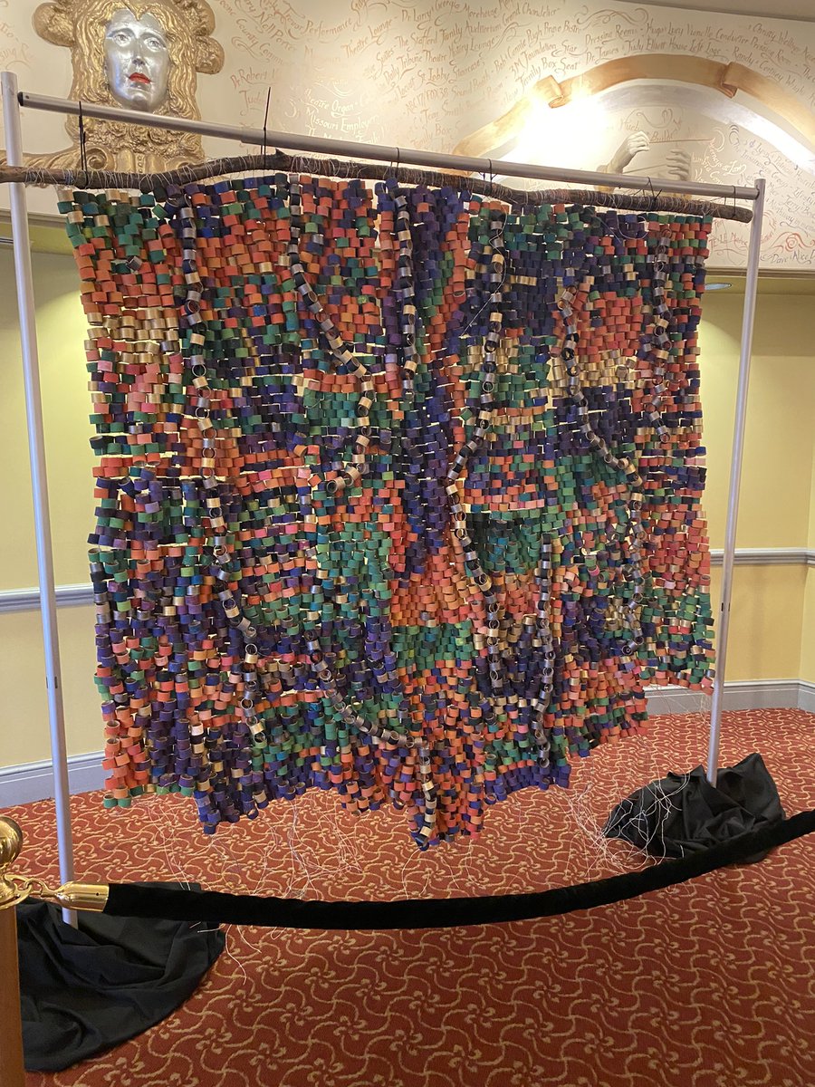 donohoLSEArts's tweet photo. After months of work that carried over from spring into fall and included hundreds of students, our El Anatsui inspired installation is finally on display tonight at the Missouri Theater! @LClarkLSEarts @BurkemperLSE @MajerusLSEArts @RobisonLSEArts @HaysLSEArts @LSEArts https://t.co/JVEfGedYqN