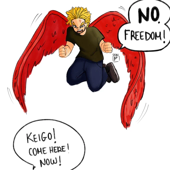Day 7. He just wants to have fun #Herotober #bokunoherotober  #hawks #Keigotakami #bnha 