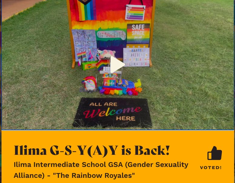 MiliLaff's tweet photo. VOTE FOR OUR @IlimaSchool GSA’s @HonoluluPride TINY FLOAT! 🏳️‍🌈

Here's the 🗳 🔗: https://t.co/WM2tq82kwT

Floats are eligible to win $500, $350, or $200 💰 prizes. The winners will be announced on Sun 10/17. The Tiny Float Parade will stream on @KHONnews 10/16 at 11 AM https://t.co/4OmkXKMUtA