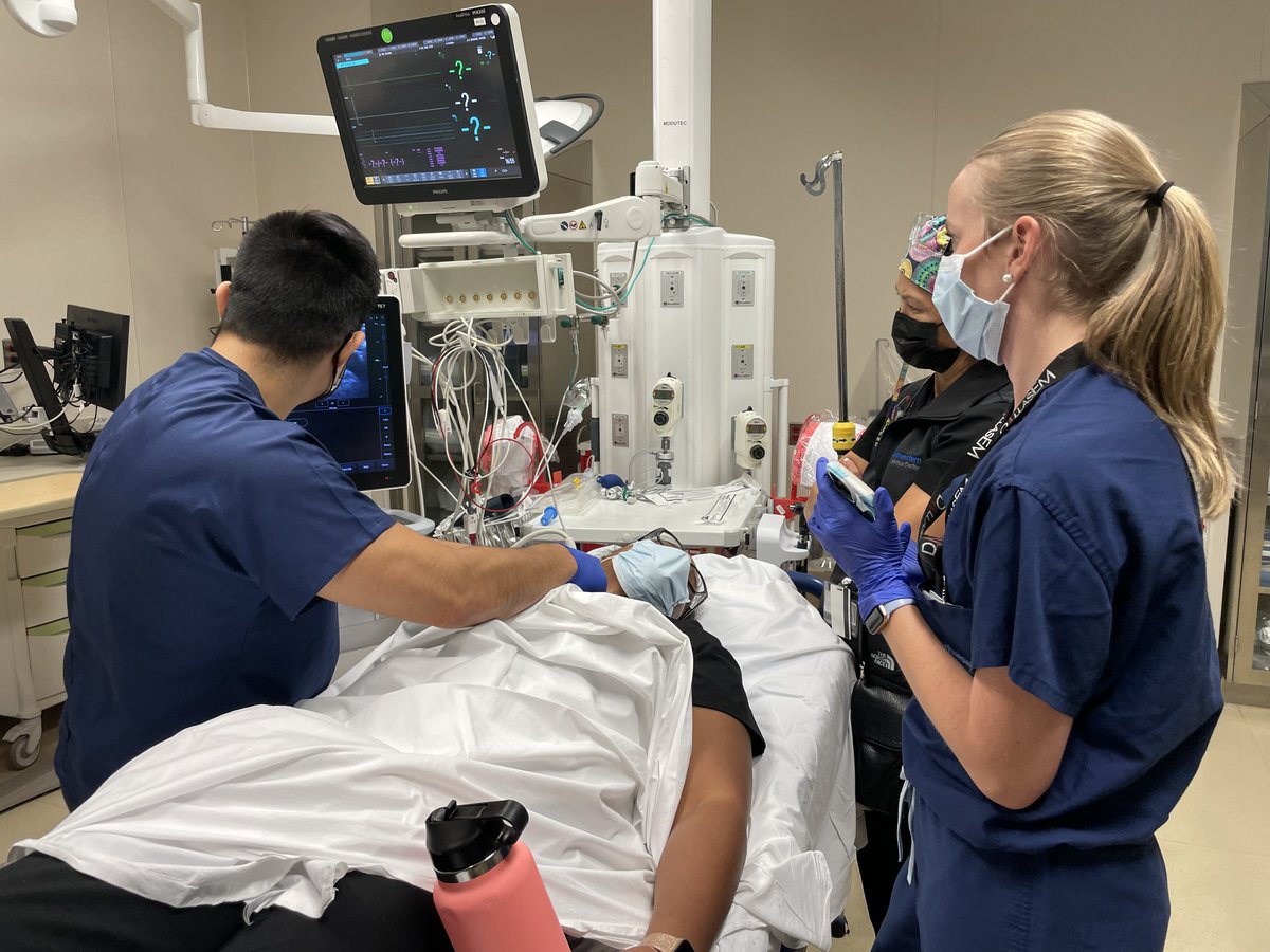 DallasSono's tweet photo. Bedside teaching with Dr. Jones on airway ultrasound

Scan during real time intubation for easy and reliable confirmation! #ComeScanWithUs #WhyDallasEM
@DallasEMed @UTSW_EM https://t.co/lBUpp4hIYq