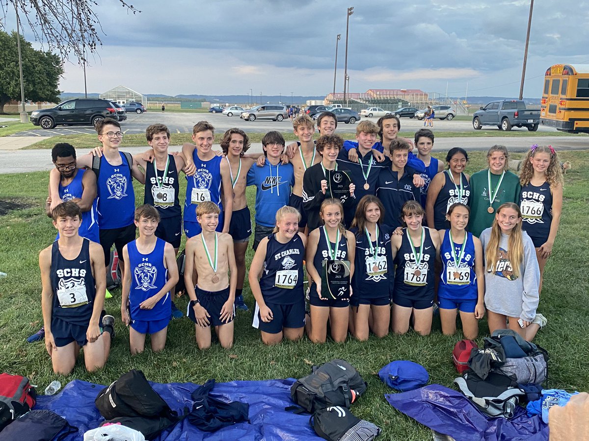 GIRLS AND BOYS varsity XC teams finish in 1st place at Orchard Farm Invite. This group has shown an incredible work ethic all season!! Too many PR’s to list!!