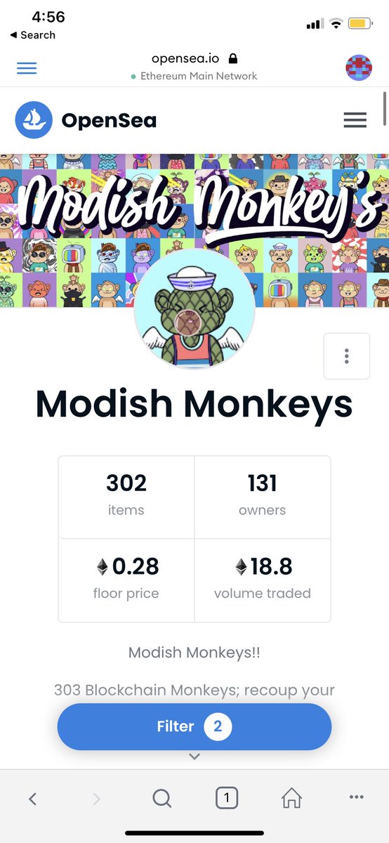 jaysmxke1's tweet photo. Welp, that was quick. 0.28 $ETH floor now for @modish_monkeys 🐵‼️ and it’s only getting thinner.
1 $ETH floor is inevitable.
Send it 🚀 🌙
#ModishMonkeys #NFT #NFTs #ModishMonkeysNFT #NFTdrop #nftcollector #NFTCommunity https://t.co/F2hFM4ZwYH