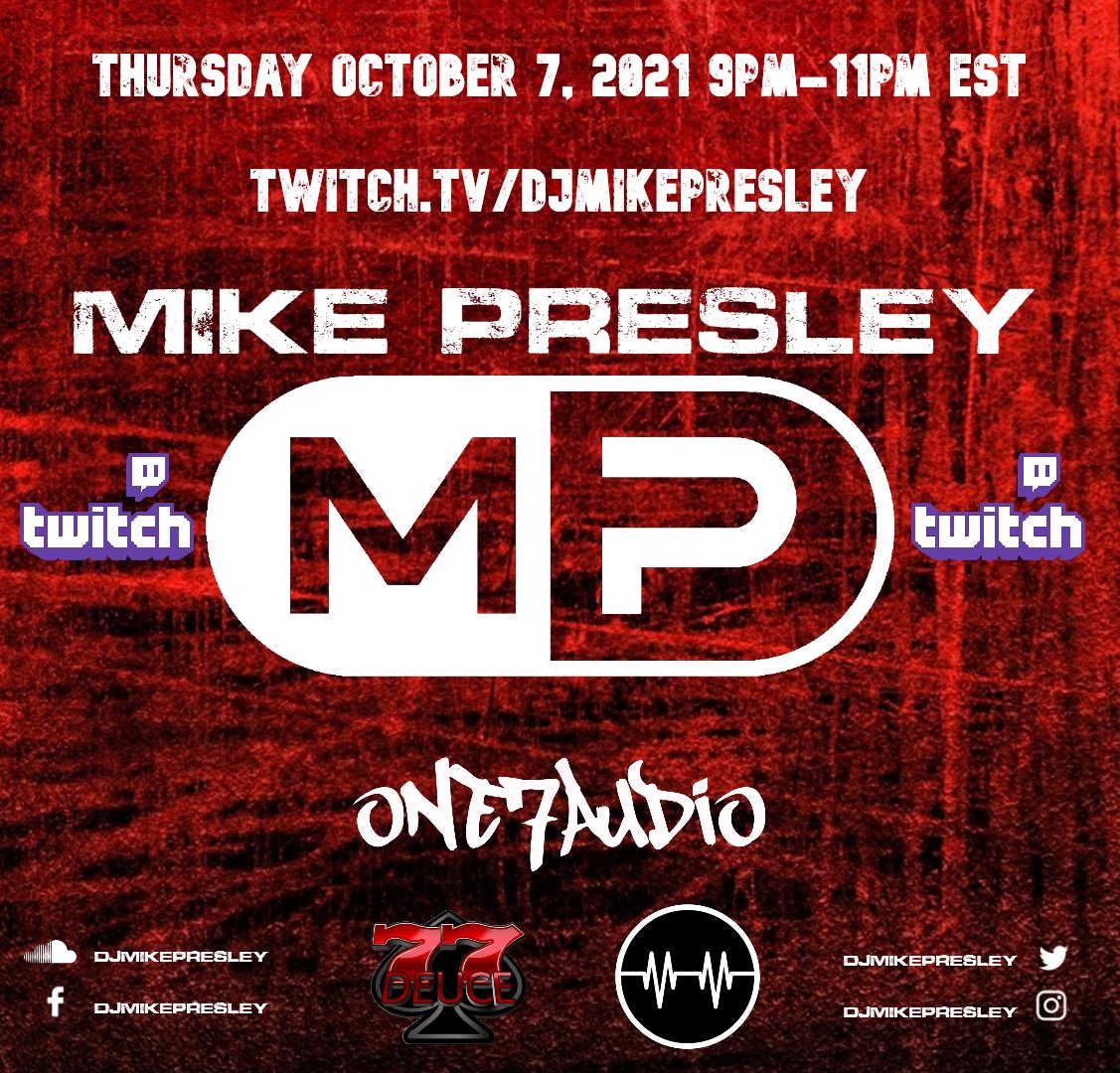 DJMikePresley's tweet photo. https://t.co/NtxEg3sJV0
Thursday October 7th at 9PM EST
#breaks #breakbeats #beats #breakbeat #dj #music #electronicmusic #techno #electro #bass #bassmusic #edm #electronica #housemusic #electronic #floridabreaks #house #DJmix #MixedSet #MikePresley #Mathematix #one7audio https://t.co/qgzYKk0nxS