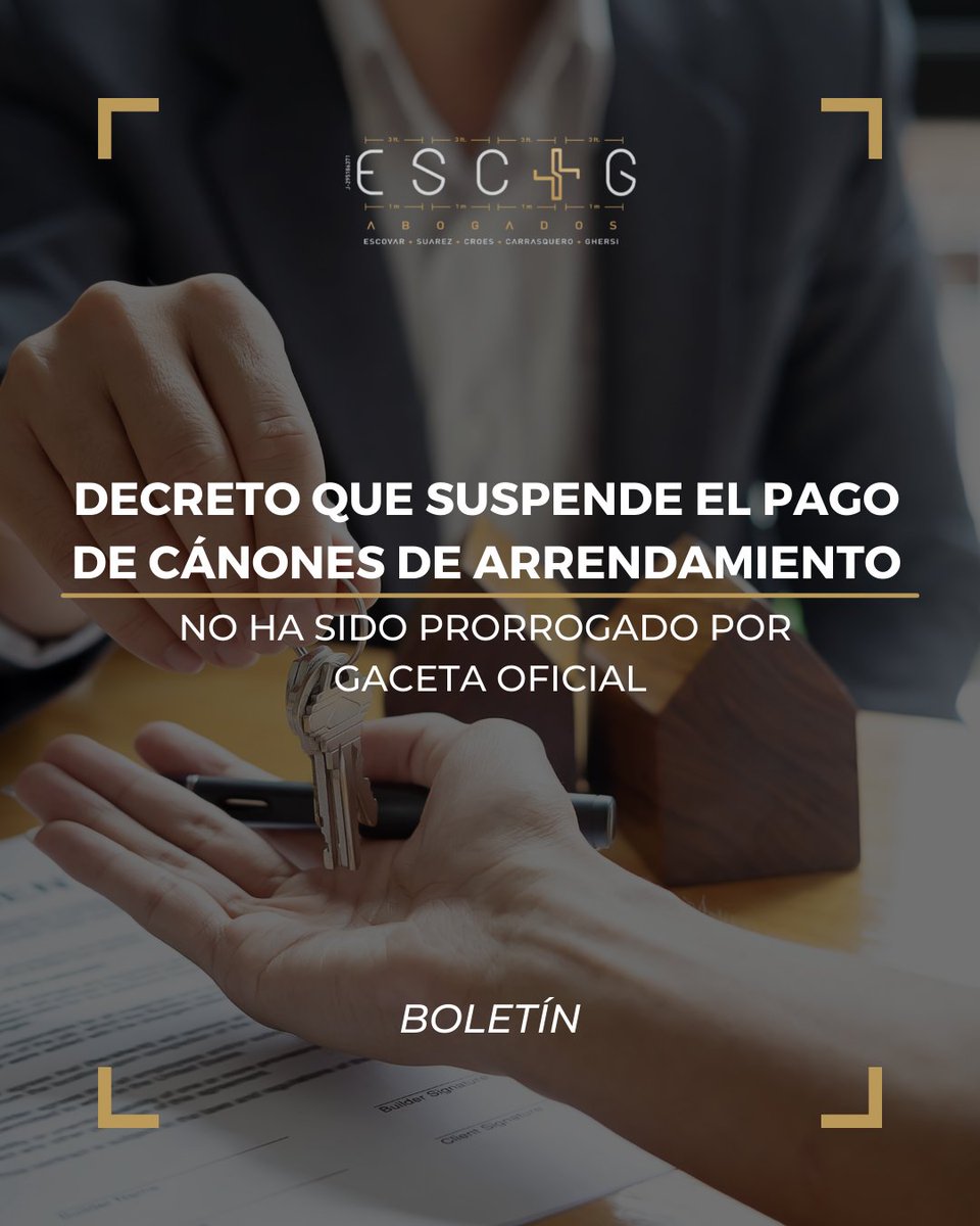 ESCGabogados's tweet photo. "Decreto que suspende el pago de cánones de arrendamiento no ha sido prorrogado en Gaceta Oficial". Los invitamos a leer nuestro nuevo boletín.

Puede ingresar a través del siguinte link: https://t.co/7kb8DhLTvo https://t.co/J3sIJfJxMK