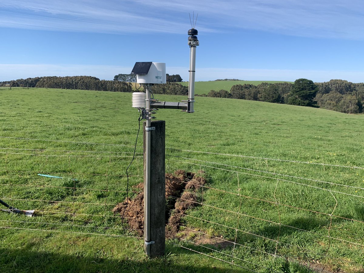 Cheeky probe install on a Friday morning before the rain! <a href="/EnviroProProbes/">EnviroPro SoilProbes</a> 80cm installed on a <a href="/MetosANZ/">MetosANZ</a> #DeltaT weather station that has been monitoring for over a year. The modular nature of our stations makes customising to your needs #easy!