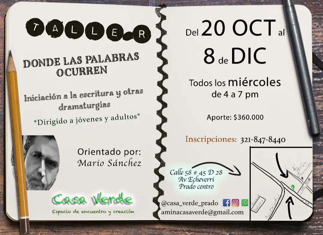 _MSanchez_'s tweet photo. Un taller de escritura teatral DONDE LAS PALABRAS OCURREN... https://t.co/RpiodBbc6H