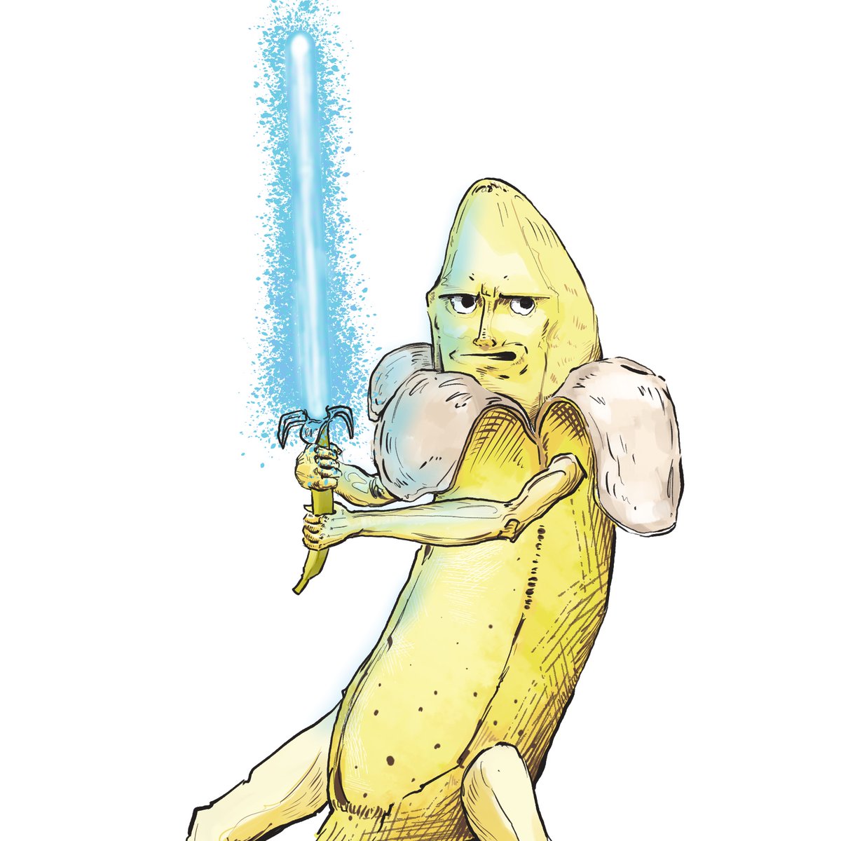 Fruit_Fighters's tweet photo. Don't get caught slipping around this slippery saber https://t.co/7kbJg8ksir