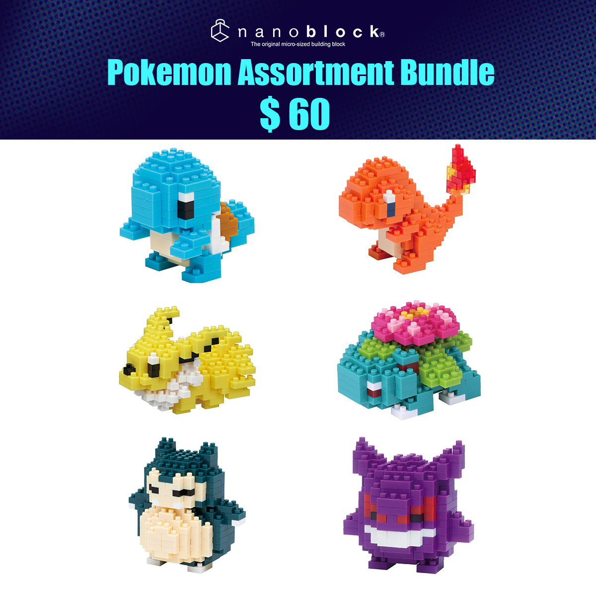 NanoblockUS's tweet photo. Gotta Build 'Em All! For just $60 you'll receive 6 different #Pokemon in our Pokemon Bundle. You'll also receive our gift with purchase #Nanoblock tweezers. Order today! https://t.co/NgcrtzmfTX https://t.co/gP9caciE5Y
