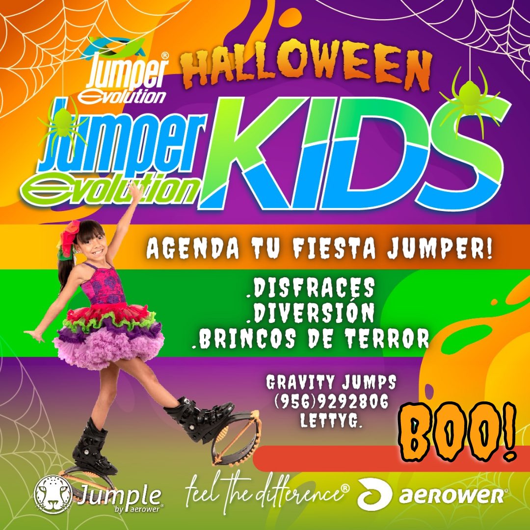 GravityJumps_'s tweet photo. ¡VIVE UN HALLOWEEN DIFERENTE CON JUMPER KIDS! 
AGENDA TU EVENTO, DISPONIBLE EN:
McAllen Texas
Monterrey
Estado de México 
Cd de Mexico 
.
 #gravityjumps #Feelthediference #jumperevolution #fiestahalloween #partyhalloween https://t.co/Br2DSp5dwl