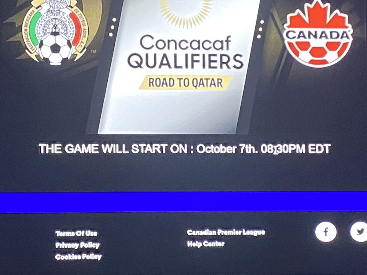 mammopolis's tweet photo. @onesoccer game does not start at 830pm.  OneSoccer is a joke.   Get the details right.  *TRY* and be professional. Please?  Pre-game starts at 830, Game at 940.  #CANMNT https://t.co/ftYD114haf