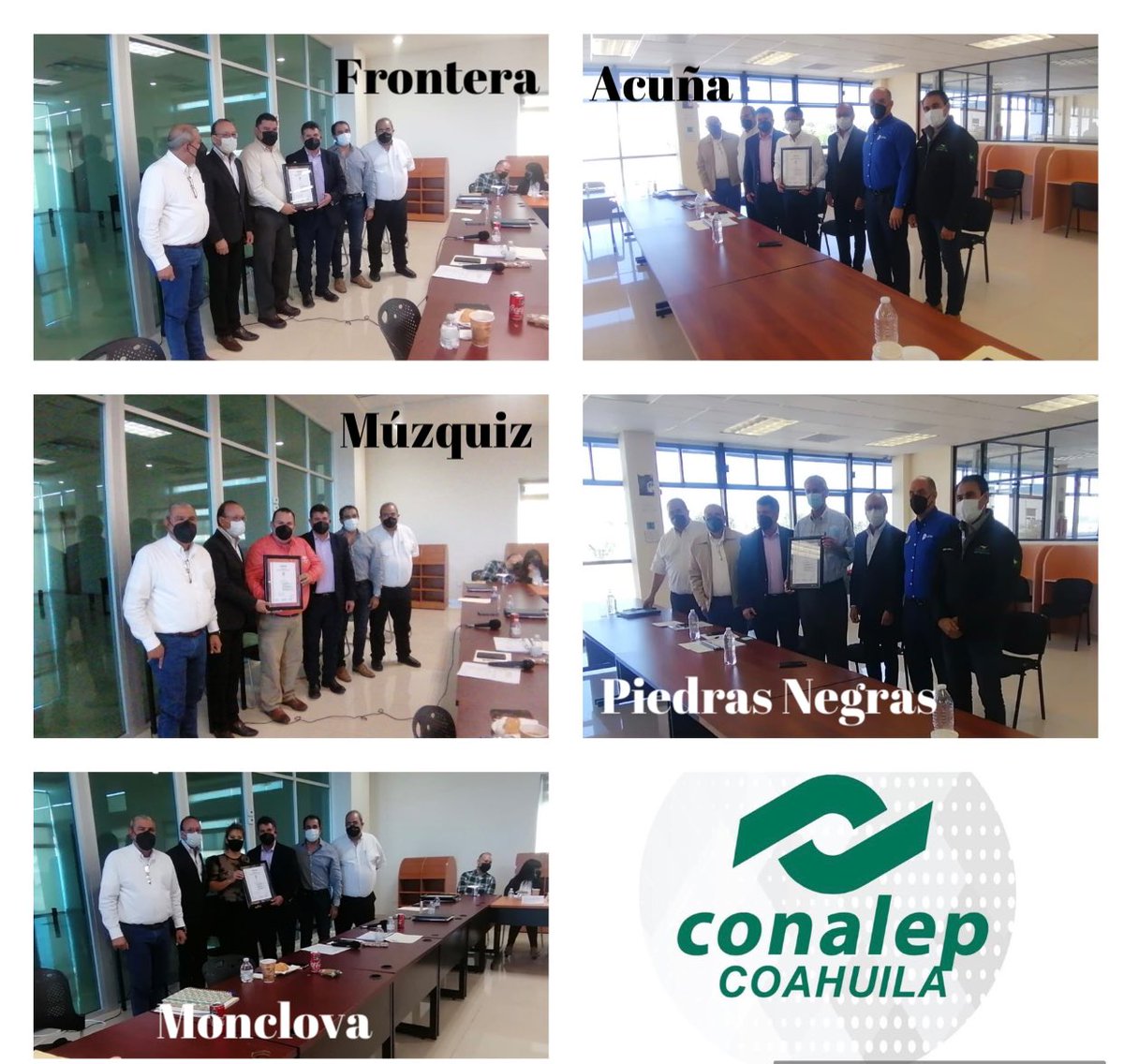 ConalepCoahuila's tweet photo. Obtuvimos para nuestros 9 planteles y la Dirección Estatal, a traves de @CONALEP_Mex , la recertificación para el #SistemadeGestióndeCalidad Norma ISO 9001:2015. Reciben de manos del Ing. @alfiovegap y del Mtro. @PacoOsorio su certificado / @mrikelme @EnriqueKuHerr @HiginioGlzC https://t.co/wp3tTZ1vli