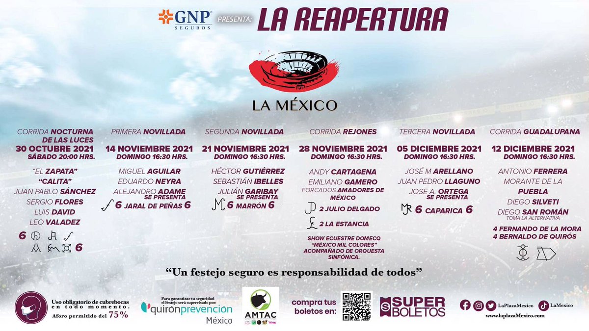 LaPlazaMexico's tweet photo. La Reapertura de La México. Les presentamos los carteles. #LaReapertura #LaMexico https://t.co/QF1eiNZv7a