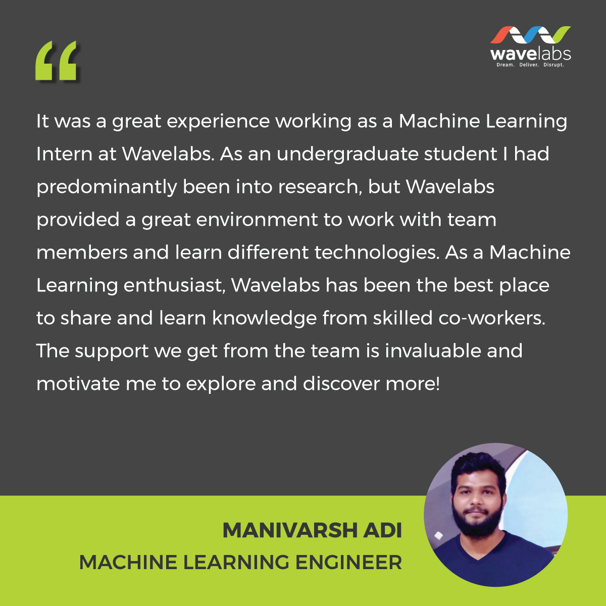WavelabsTech's tweet image. Listen to what our employees are saying about their journey at Wavelabs!

#employeestories #togethertowin #lifeatwavelabs #workculture #wavelabs