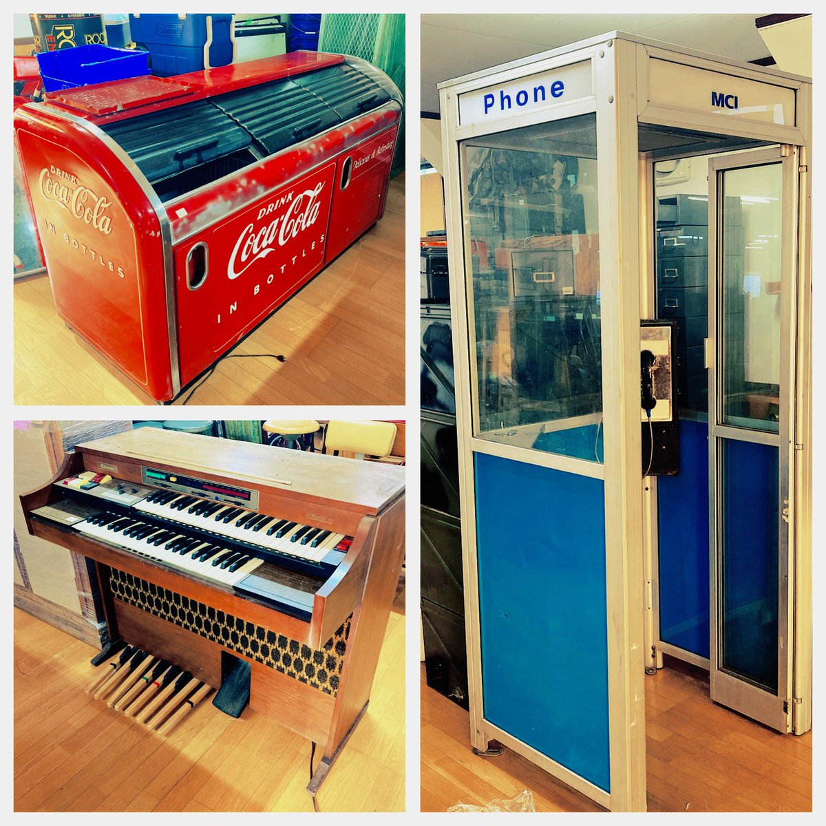 L A Depo Kanazawa 本日は倉庫整理中 米軍基地にあった電話ボックス 業務用コーラ冷蔵庫 米軍ホームにあったエレクトーン 倉庫奥から ようやく取り出しました24日の倉庫市でお見せできるかも P S 冷蔵庫の重さハンパねぇ