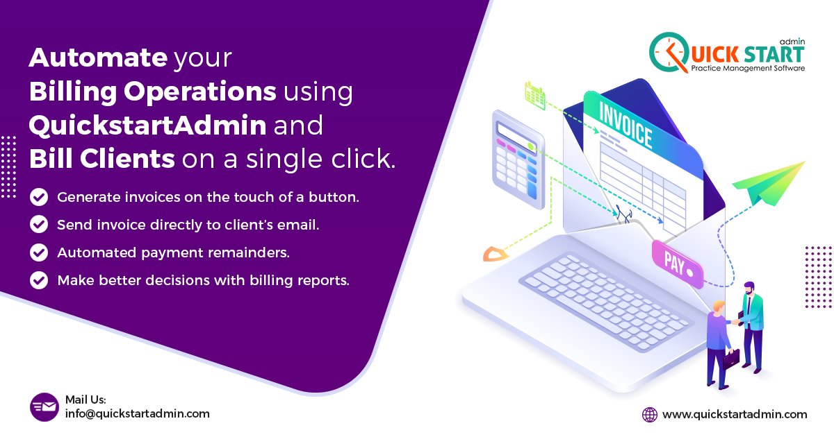 QuickStartAdmin's tweet image. Billing can be a time-consumingaffair. Automate your billing process by using QuickstartAdmin Software.
quickstartadmin.com/billing
#billing_software #online_invoicing #billing #software #quickstartadmin