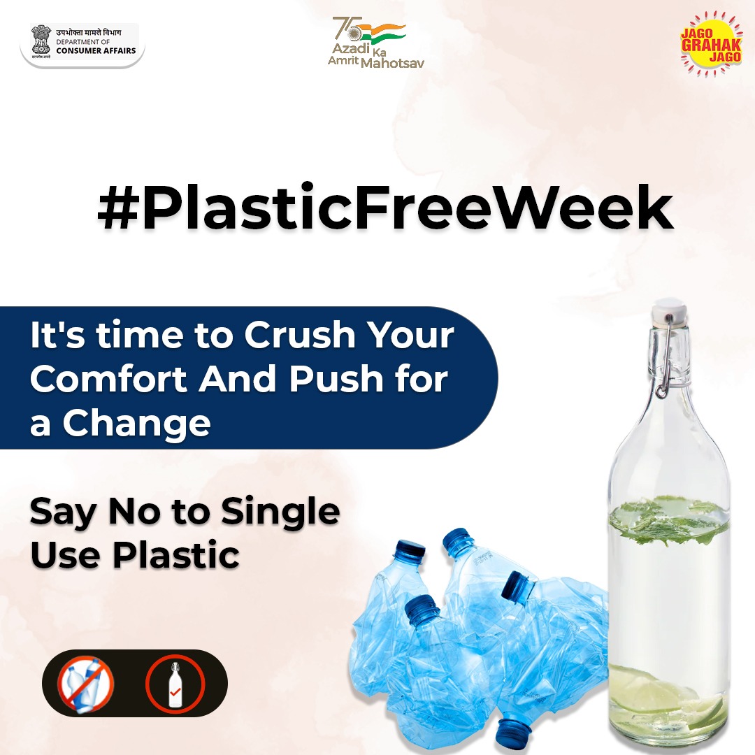 Consumer Affairs on X: Time to crush your comfort and push for a change.  Say No to single-use plastic and keep our earth clean and green. @moefcc  #PlasticFreeWeek #SayNoToSingleUsePlastic #JagoGrahakJago  #CleanIndiaGreenIndia #ConsumerAffairs