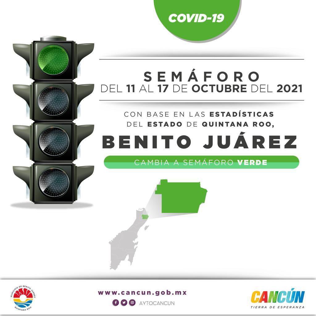 AmirIbrahimQRoo's tweet photo. #Cancun a semáforo verde 👏🏻👏🏻👏🏻👏🏻👏🏻. 
Por fin luz al final del túnel. 
¡Los esperamos a todos para sus vacaciones! https://t.co/cgqStGEDzO