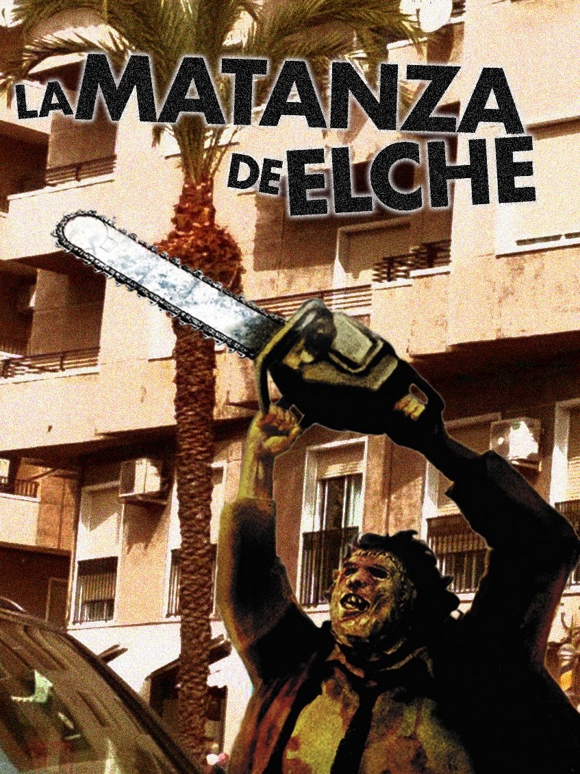 panfleto_elche's tweet photo. "La Matanza de Elche", una terrorífica saga producida por las arcas municipales y bajo ninguna dirección con criterio. Una escamonda a base de motosierra que no dejará indiferente al espectador. Palmeras transformándose en un horroroso muestrario de pinceles usados. https://t.co/fLe2kWaNYE