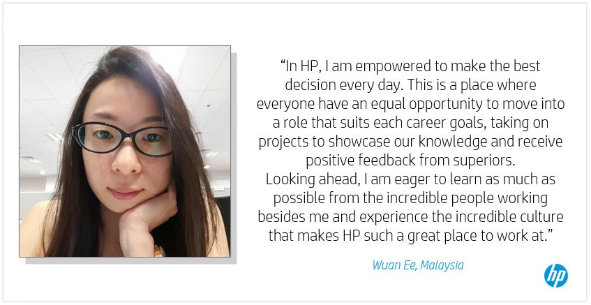 HPCareers's tweet photo. βIβm very excited to learn as much as I can from the people working beside me and the incredible company culture that makes HP such a great place to work for.β- Wuan Ee, Malaysia. Apply today! π https://t.co/0RMVyUu1T5 #Work4HP https://t.co/8A8X2ccxOa