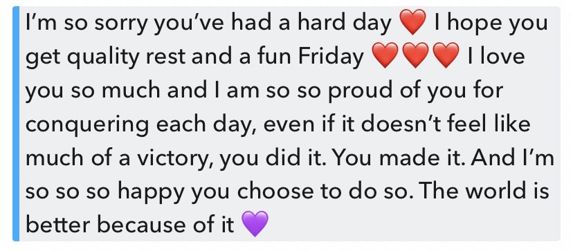 teamsocoollike's tweet photo. For anyone else having a hard time, my best friend’s words go out to you too — you made it. And I’m so so so happy you chose to do so. The world is better because of it. https://t.co/ckfd9S71di