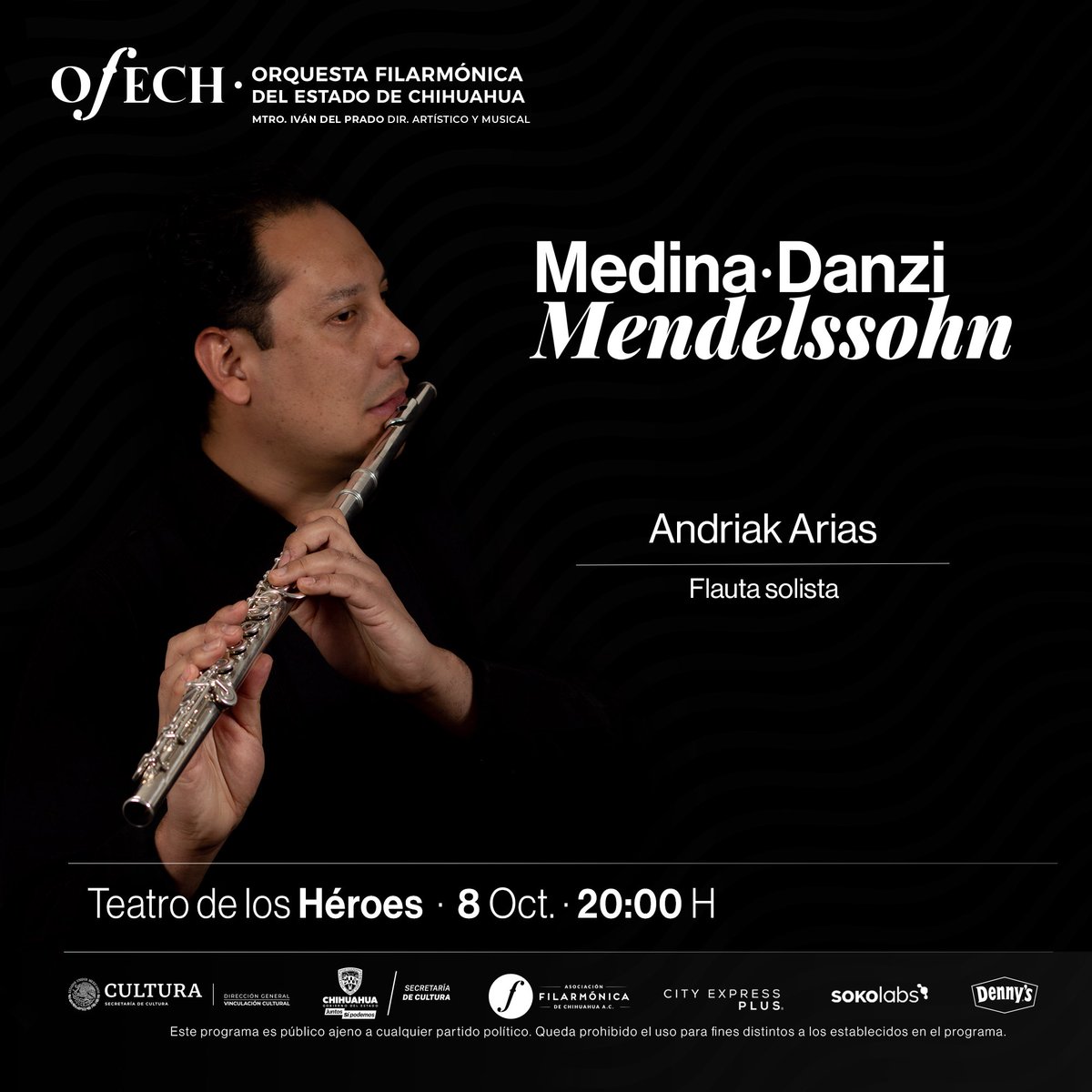 ofechoficial's tweet photo. El Mtro. Andrik I. Arias, flautista principal de la #OFECH, nos interpretará mañana un concierto para flauta y orquesta del compositor #Danzi
¿Ya tienes tus boletos? ¡Te esperamos! 😁 https://t.co/yDAVS2RrHq