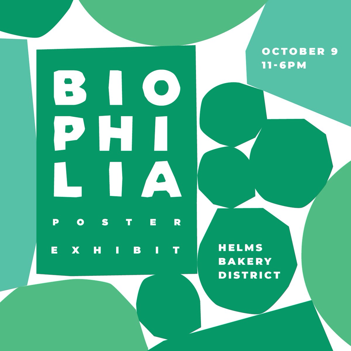 Celebrate your connection With nature at Helms Design Center for the opening of the International Biophilia Poster Exhibit, exploring humanity's relationship with the natural environment.

Learn more at: biophilial.com